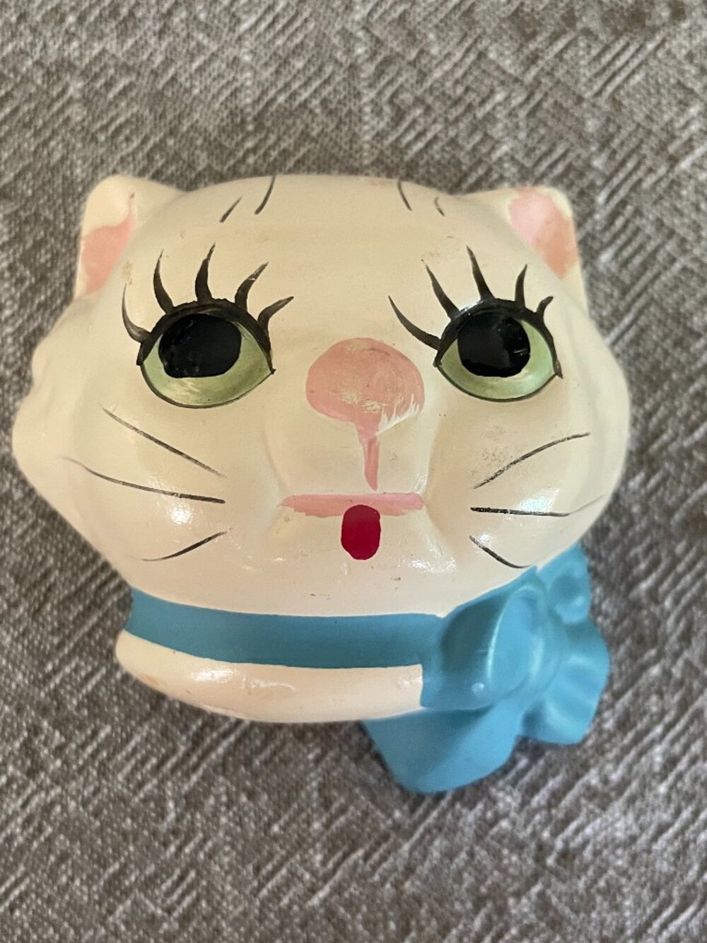 Vintage 1940s-50s Chalkware Kitty Cat Head Wall Hanging Decor 2.75"